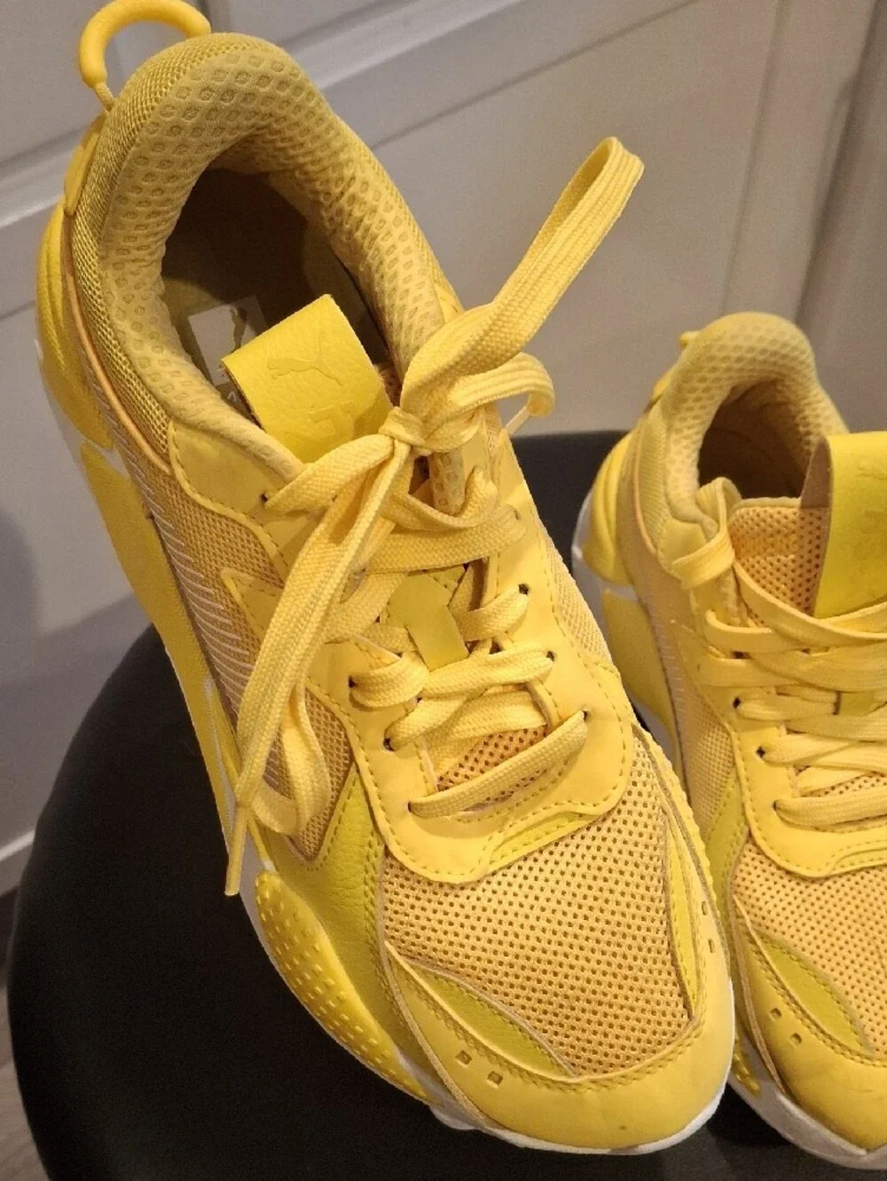 Puma Yellow Mesh Lace-Up Sneakers